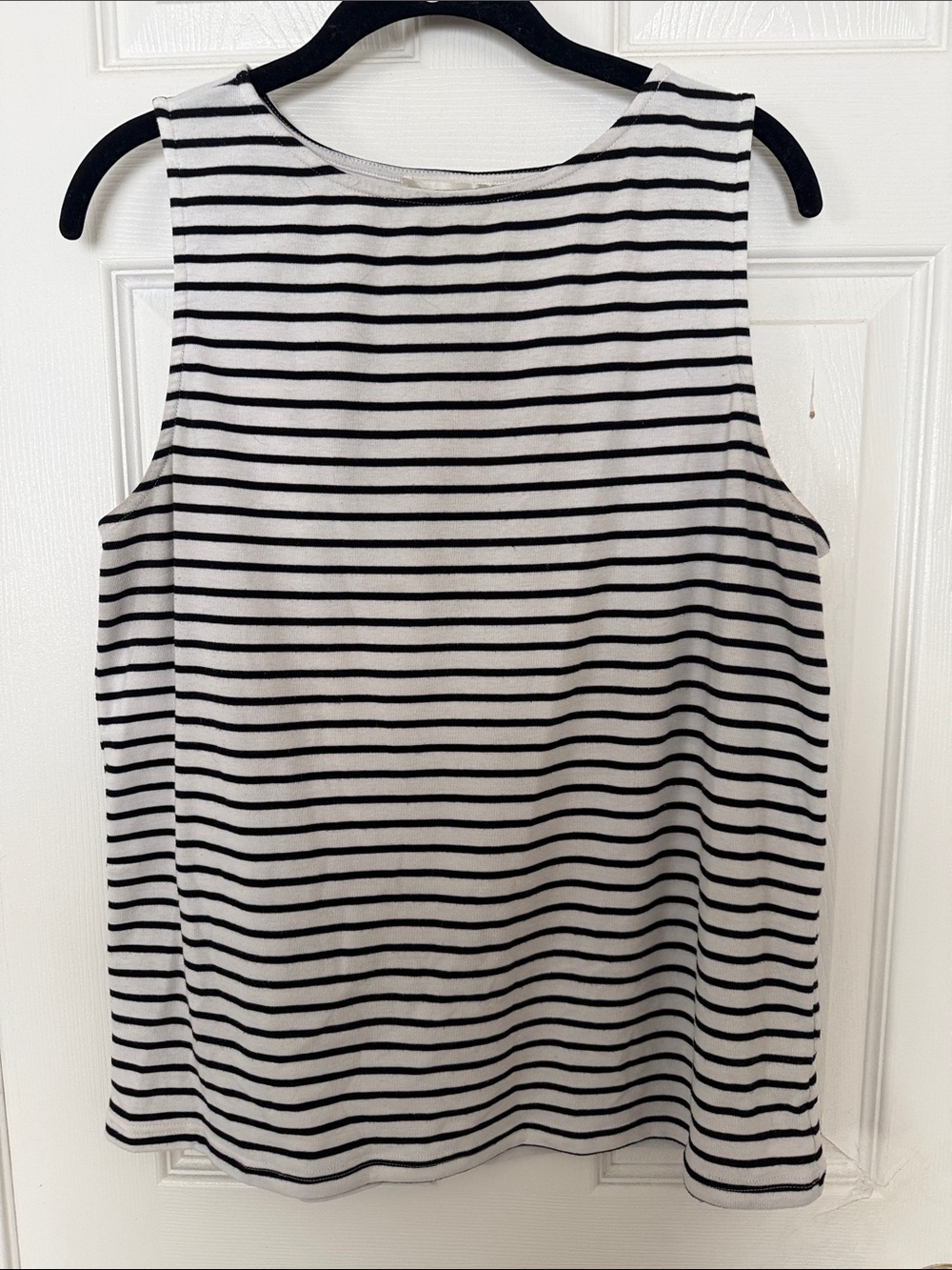 Sleeveless Black & White Striped Tank Top